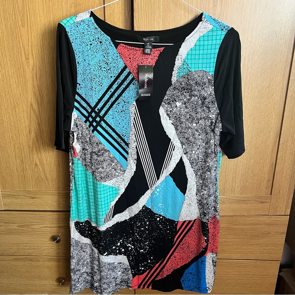 Style & Co geometric design long tunic top BNWT